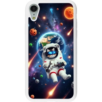 Coque iPhone XR - Silicone rigide blanc VR SpaceCat Odyssey