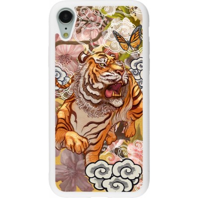 Coque iPhone XR - Silicone rigide blanc Spring 23 japanese tiger