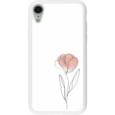 Coque iPhone XR - Silicone rigide blanc Spring 23 minimalist flower