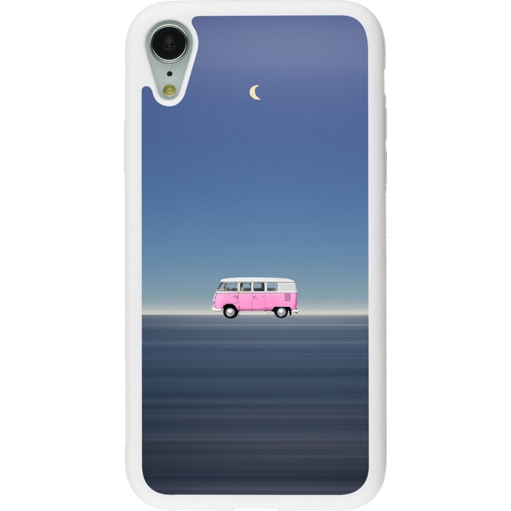 Coque iPhone XR - Silicone rigide blanc Spring 23 pink bus