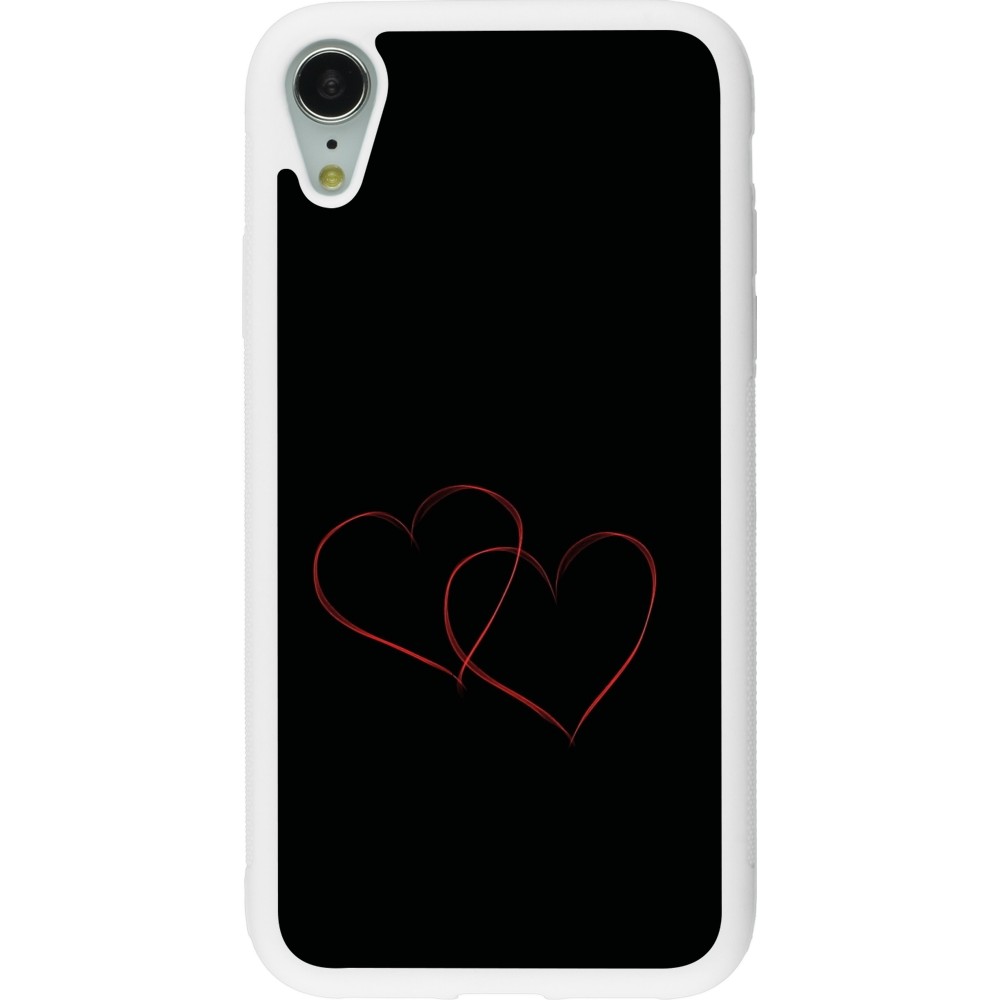 Coque iPhone XR - Silicone rigide blanc Valentine 2023 attached heart