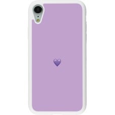 Coque iPhone XR - Silicone rigide blanc Valentine 2023 purpule single heart