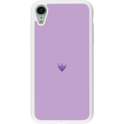 Coque iPhone XR - Silicone rigide blanc Valentine 2023 purpule single heart