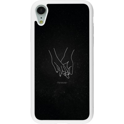 Coque iPhone XR - Silicone rigide blanc Valentine 2023 hands forever