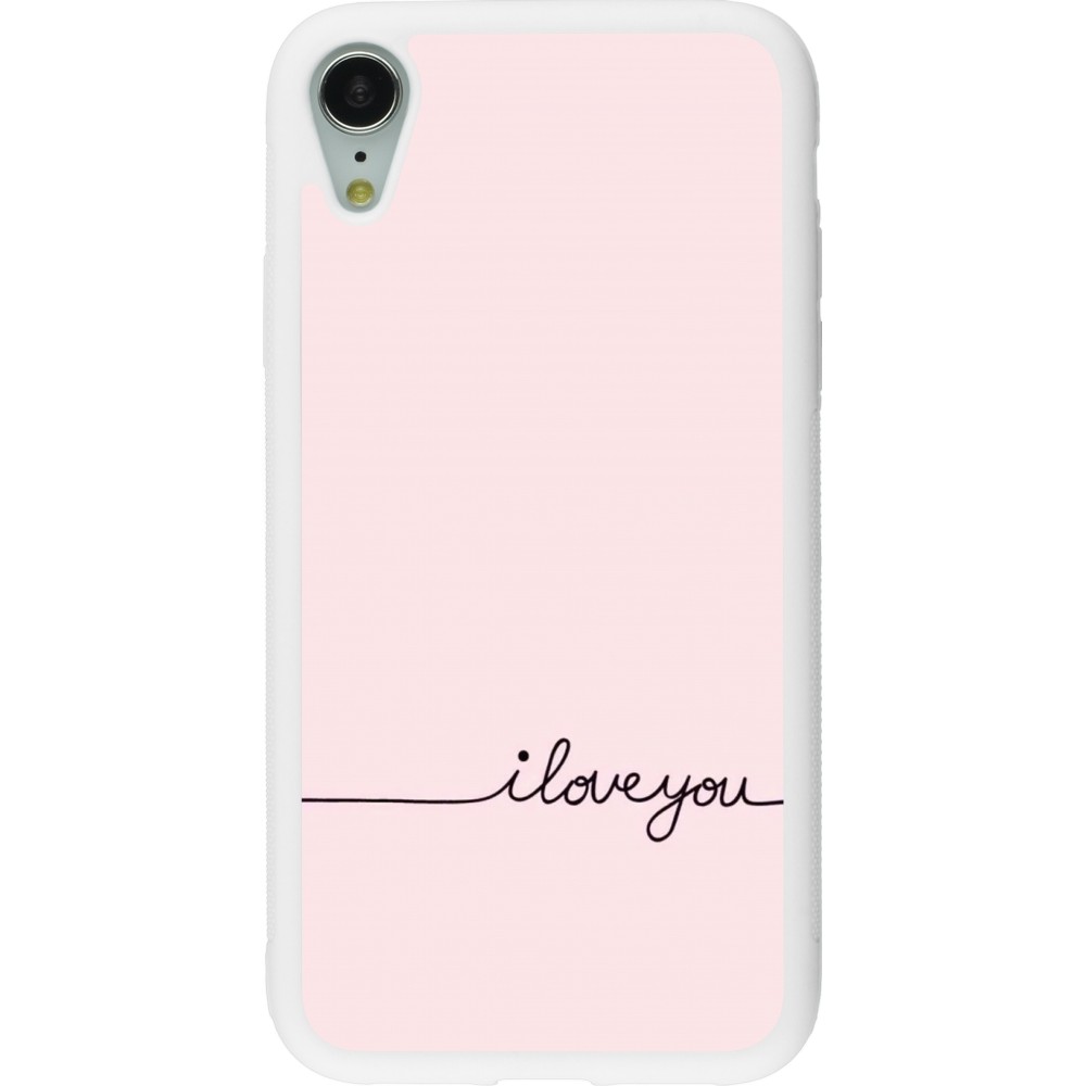 Coque iPhone XR - Silicone rigide blanc Valentine 2023 i love you writing