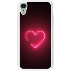 Coque iPhone XR - Silicone rigide blanc Valentine 2023 single neon heart