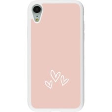 Coque iPhone XR - Silicone rigide blanc Valentine 2023 three minimalist hearts