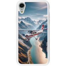 Coque iPhone XR - Silicone rigide blanc Vol Alpin Suisse