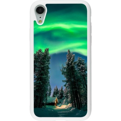 Coque iPhone XR - Silicone rigide blanc Winter 22 Northern Lights