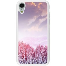 Coque iPhone XR - Silicone rigide blanc Winter 22 Pink Forest