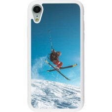 Coque iPhone XR - Silicone rigide blanc Winter 22 Ski Jump