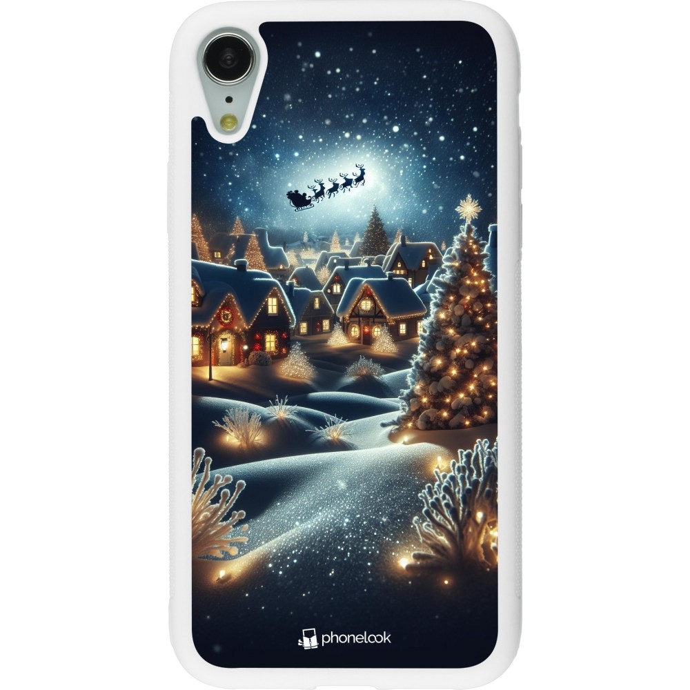 Coque iPhone XR - Silicone rigide blanc Noël 2023 Christmas is Coming