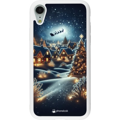 Coque iPhone XR - Silicone rigide blanc Noël 2023 Christmas is Coming