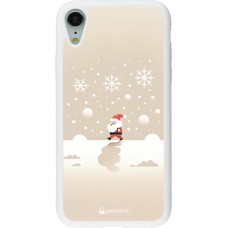 Coque iPhone XR - Silicone rigide blanc Noël 2023 Minimalist Santa