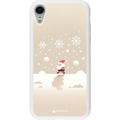 Coque iPhone XR - Silicone rigide blanc Noël 2023 Minimalist Santa