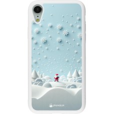 Coque iPhone XR - Silicone rigide blanc Noël 2023 Petit Père Flocon