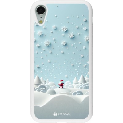 Coque iPhone XR - Silicone rigide blanc Noël 2023 Petit Père Flocon