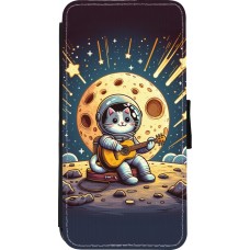 Coque iPhone XR - Wallet noir AstroCat RockLune