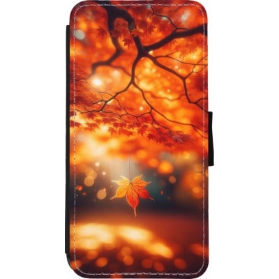 Coque iPhone XR - Wallet noir Automne Magique Orange