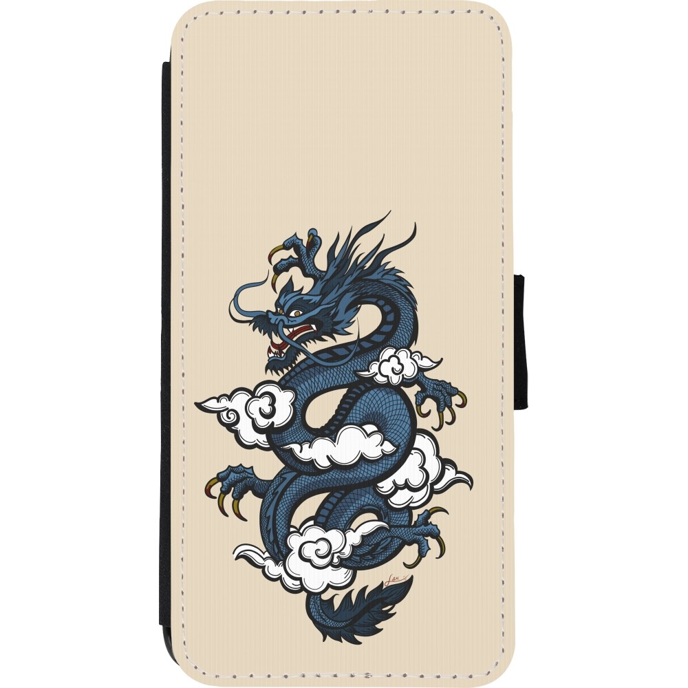 Coque iPhone XR - Wallet noir Blue Dragon Tattoo