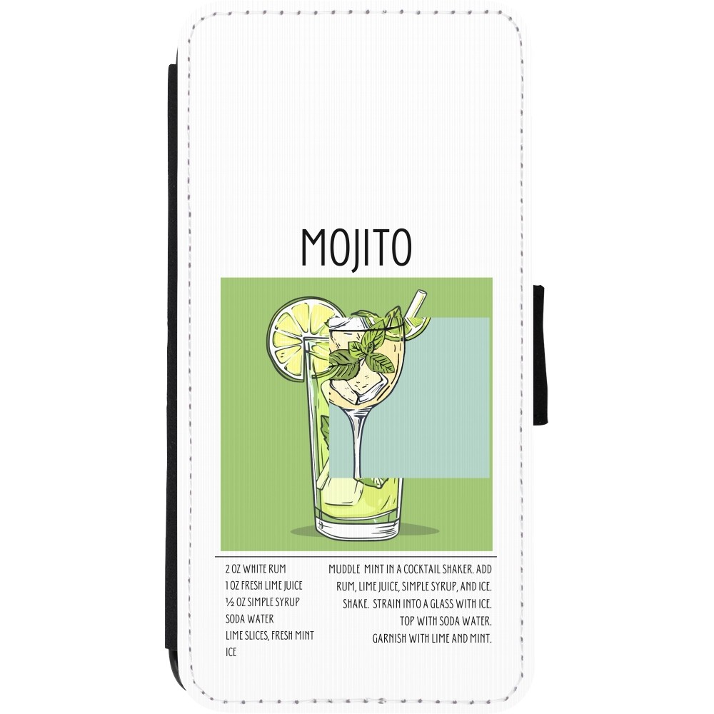 Coque iPhone XR - Wallet noir Cocktail recette Mojito