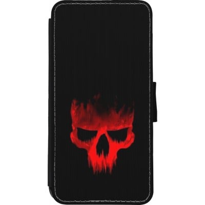 Coque iPhone XR - Wallet noir Halloween 2023 scary skull