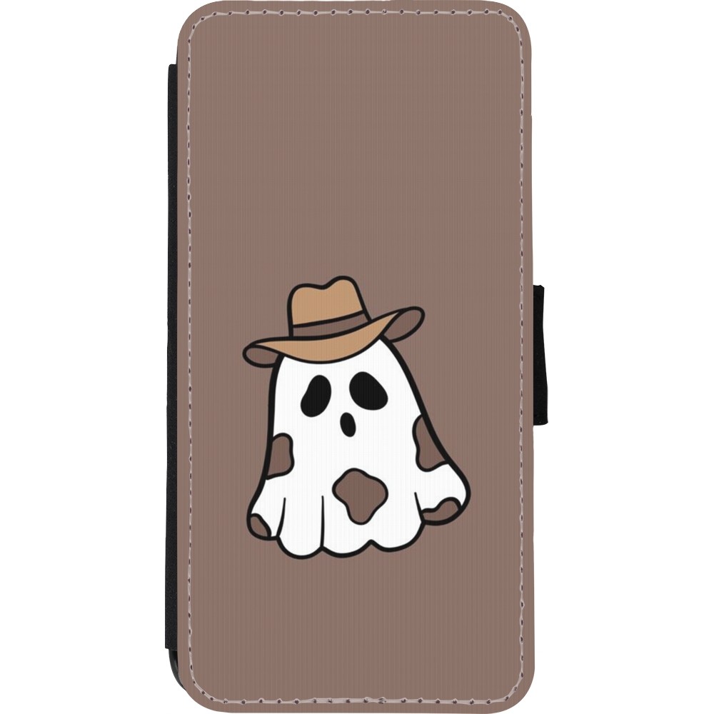 Coque iPhone XR - Wallet noir Halloween 2024 cowboy ghost