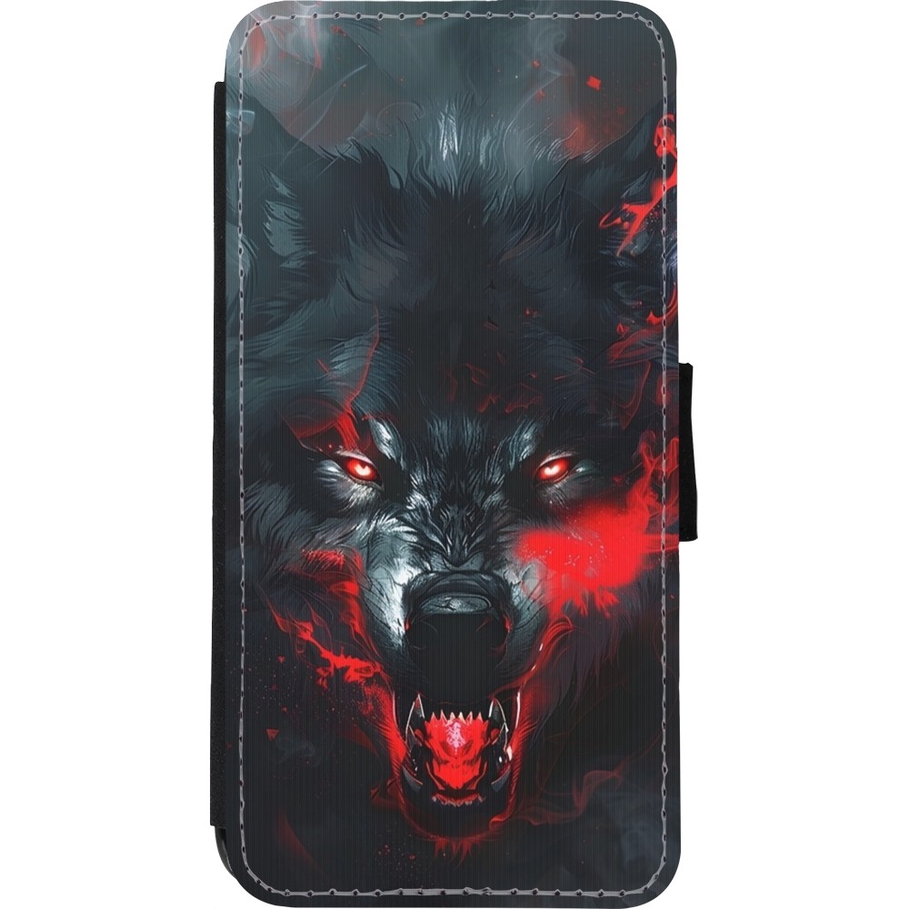 Coque iPhone XR - Wallet noir Halloween 2024 mad werewolf