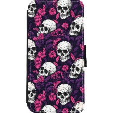 Coque iPhone XR - Wallet noir Halloween 2024 romantic skulls