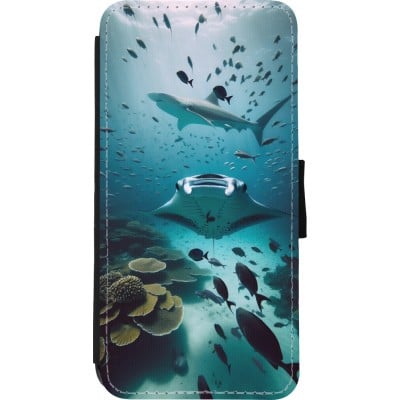 Coque iPhone XR - Wallet noir Manta Lagon Nettoyage