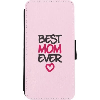 Coque iPhone XR - Wallet noir Mom 2023 best Mom ever pink