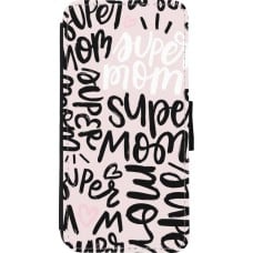 Coque iPhone XR - Wallet noir Mom 2024 Super mom