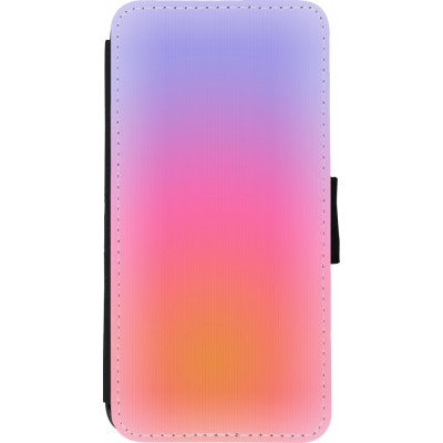 Coque iPhone XR - Wallet noir Orange Pink Blue Gradient