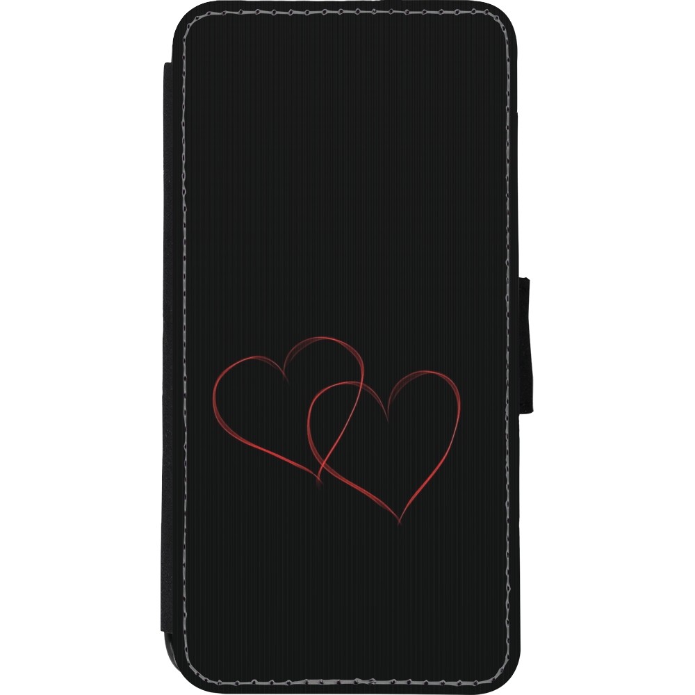 Coque iPhone XR - Wallet noir Valentine 2023 attached heart