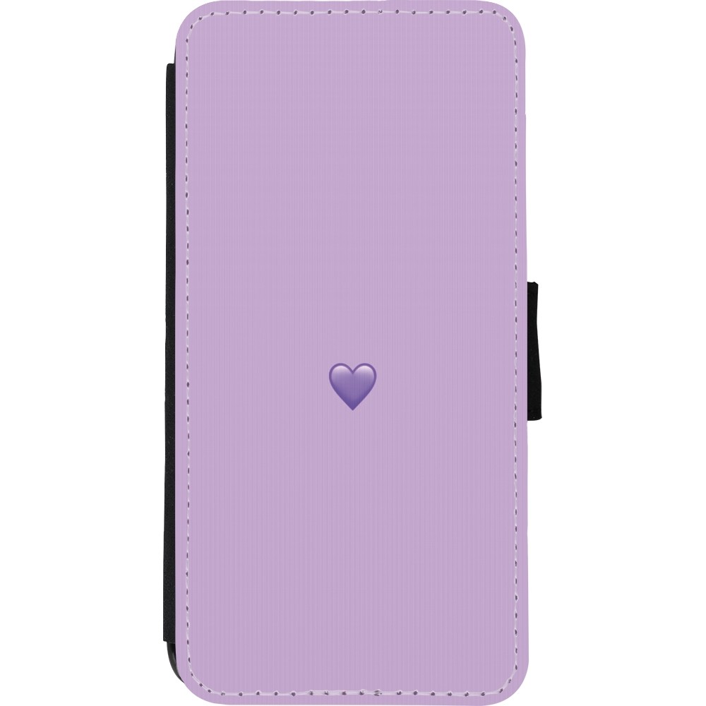 Coque iPhone XR - Wallet noir Valentine 2023 purpule single heart