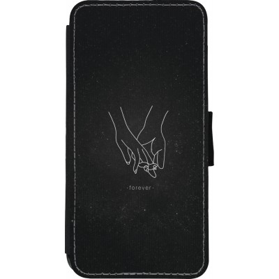 Coque iPhone XR - Wallet noir Valentine 2023 hands forever