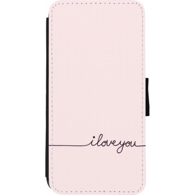 Coque iPhone XR - Wallet noir Valentine 2023 i love you writing