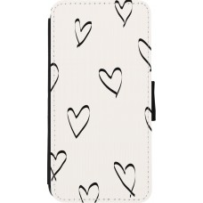 Coque iPhone XR - Wallet noir Valentine 2023 minimalist hearts