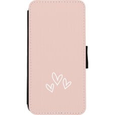 Coque iPhone XR - Wallet noir Valentine 2023 three minimalist hearts