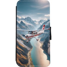 Coque iPhone XR - Wallet noir Vol Alpin Suisse