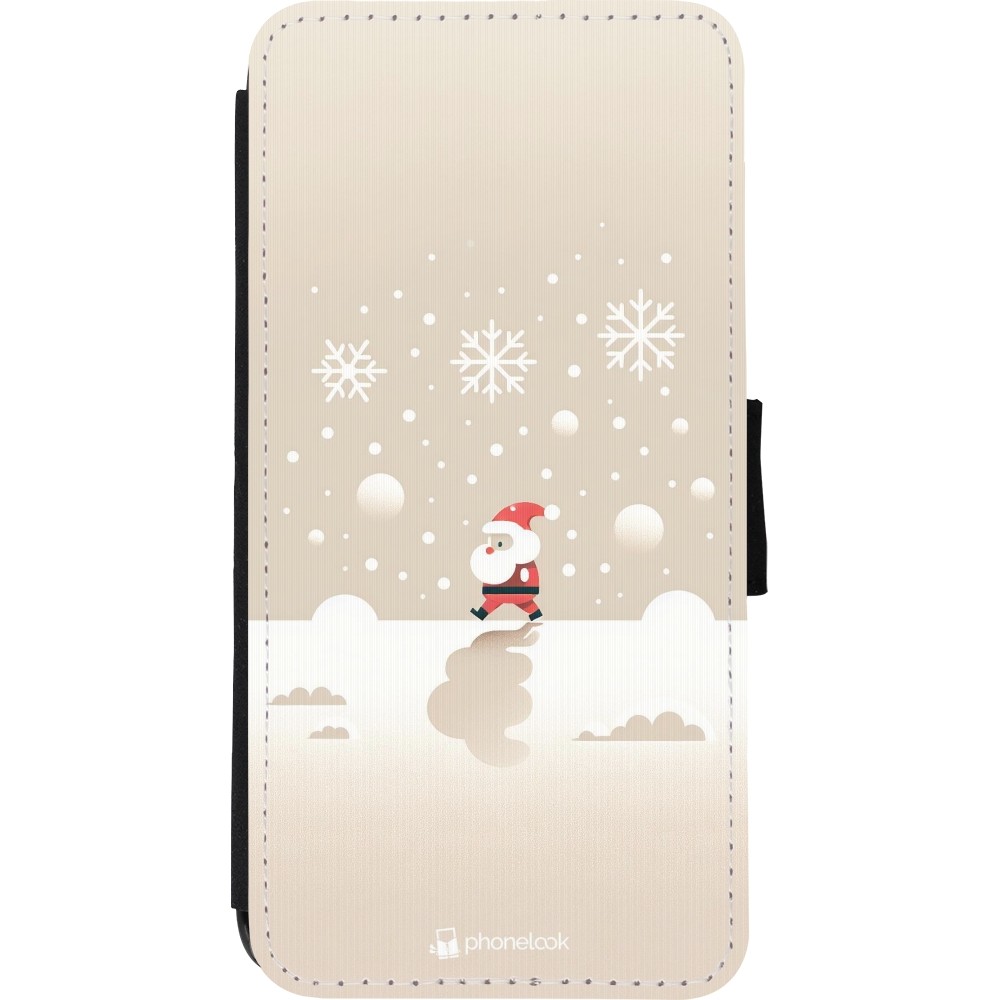 Coque iPhone XR - Wallet noir Noël 2023 Minimalist Santa