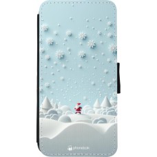 Coque iPhone XR - Wallet noir Noël 2023 Petit Père Flocon