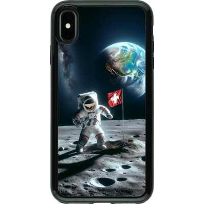 Coque iPhone Xs Max - Hybrid Armor noir Astro Suisse sur lune