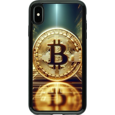 Coque iPhone Xs Max - Hybrid Armor noir Bitcoin Standing