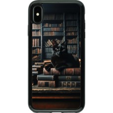 Coque iPhone Xs Max - Hybrid Armor noir Chat livres sombres