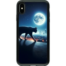 Coque iPhone Xs Max - Hybrid Armor noir Chat noir sous la pleine lune