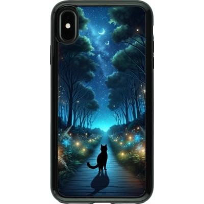 Coque iPhone Xs Max - Hybrid Armor noir Chat noir promenade