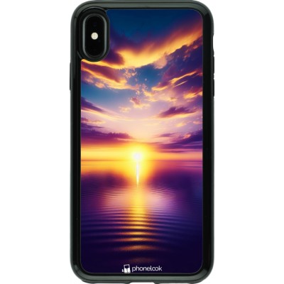 Coque iPhone Xs Max - Hybrid Armor noir Coucher soleil jaune violet