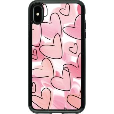 Coque iPhone Xs Max - Hybrid Armor noir Easter 2023 pink hearts