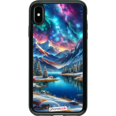 Coque iPhone Xs Max - Hybrid Armor noir Fantasy Mountain Lake Sky Stars